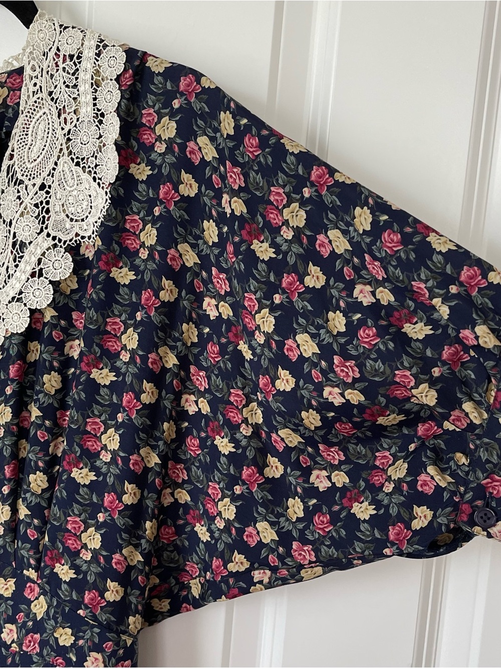 VTG Westminster Lace Floral Cottagecore Prairie Dress Lace Collar Sz 12 Granny - Picture 7 of 13
